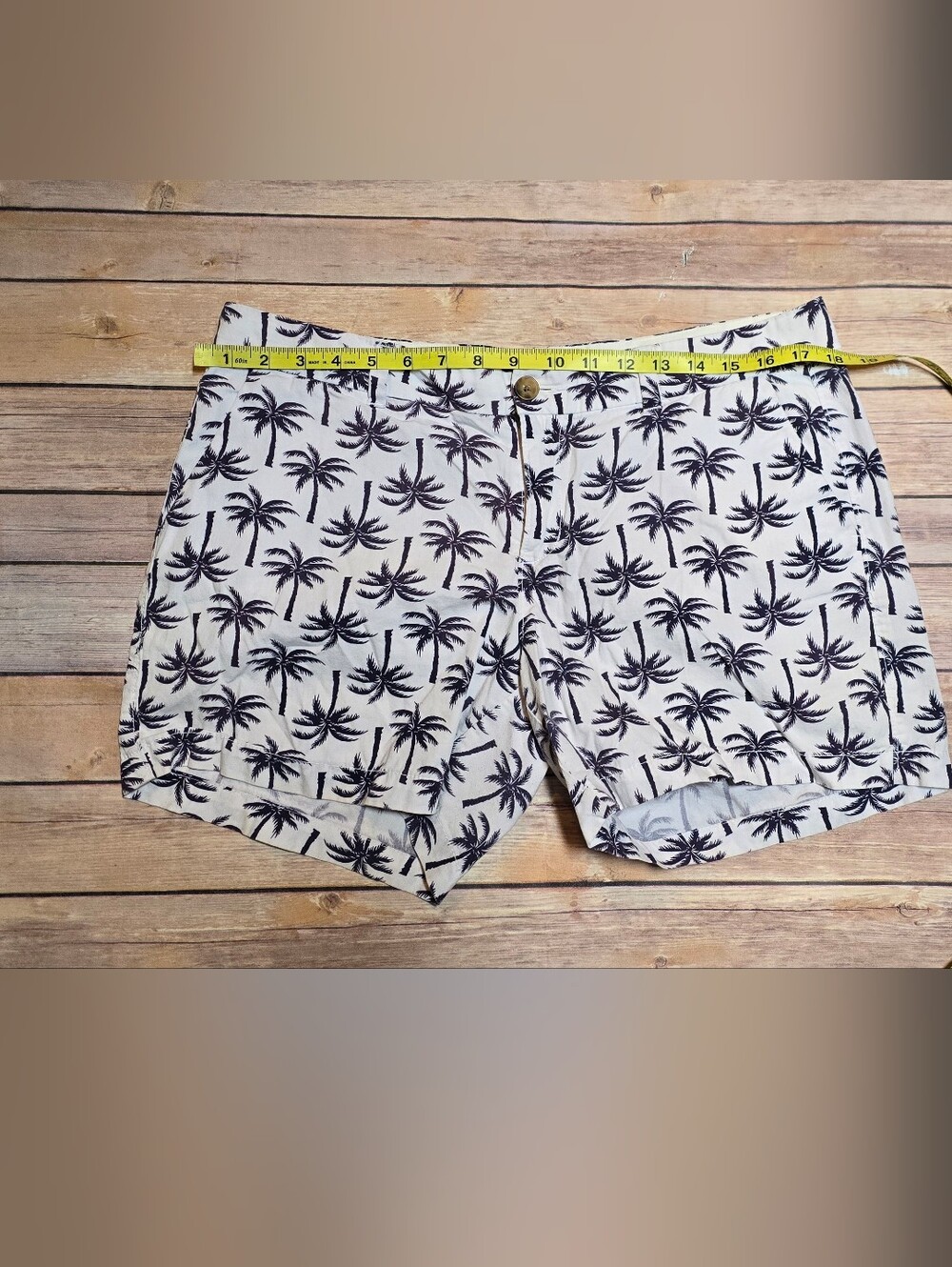 Old Navy White Shorts with Purple/Navy Palm Tree Print